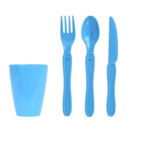 Pikniková sada plastového nádobí 31 ks, modrá
