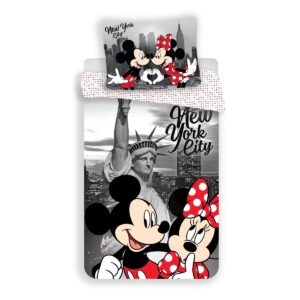 Jerry Fabrics Dětské povlečení Mickey and Minnie in New York micro, 140 x 200 cm, 70 x 90 cm