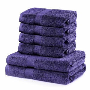DecoKing Sada ručníků a osušek Marina fialová, 4 ks 50 x 100 cm, 2 ks 70 x 140 cm
