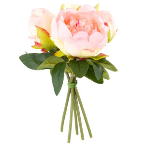 Umělá květina svazek Pivoňky světle růžová, 24 cm