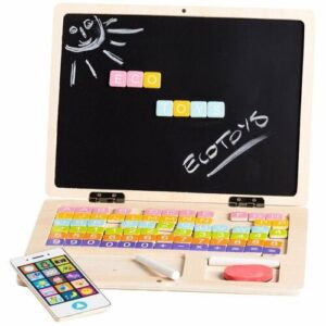 Ecotoys Dřevěný notebook s magnetickým monitorem, 30 x 22 x 22 cm