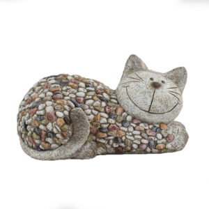 Zahradní dekorace Kočka s kamínky, 32 x 18 x 18 cm