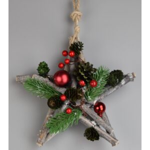 Vánoční závěsná hvězda Green pine, 20 cm