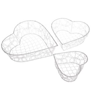 Sada dekoračních kovových košíků Wire heart, 3 ks