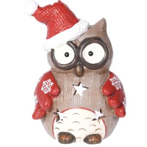Svícen na čajovou svíčku Christmas owl flakes, 10 x 14 cm