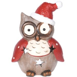 Svícen na čajovou svíčku Christmas owl dots, 10 x 14 cm