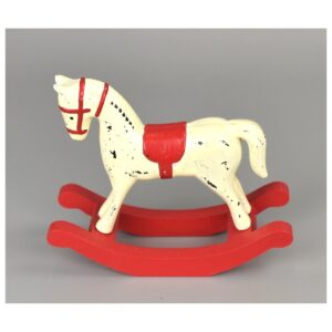 Dřevěná dekorace Houpací kůň 13 x 11 cm, červená