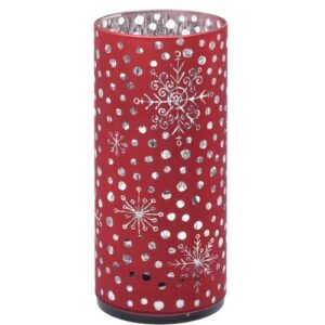 Vánoční LED dekorace Cylinder with snowflakes červená, 7 x 15 cm