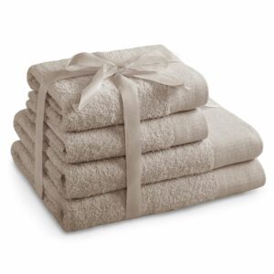 AmeliaHome Sada ručníků a osušek Amari béžová, 2 ks 50 x 100 cm, 2 ks 70 x 140 cm