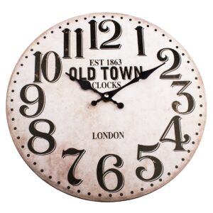 Dřevěné nástěnné hodiny Old town clock, pr. 34 cm