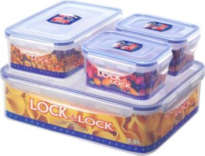 LOCKNLOCK Dóza na potraviny LOCK, set 4 ks, 3,9l/ 1l/ 470ml