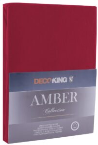 Bavlněné jersey prostěradlo s gumou DecoKing Amber tmavě červené, velikost 180-200x200+30