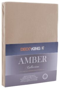 Bavlněné jersey prostěradlo s gumou DecoKing Amber cappuccino, velikost 100-120x200+30