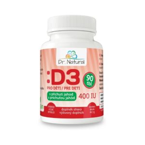 Dr.Natural Vitamín D3 pro děti 400 mg, 90 tbl., Jahoda