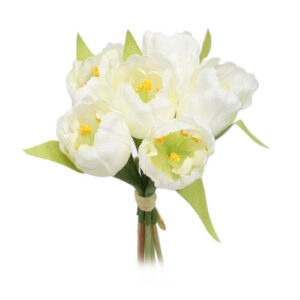 Umělá květina svazek Tulipán, bílá