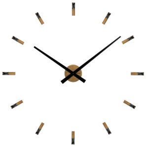 VLAHA VCT1043 dubové samolepicí hodiny s kameny Minimal, pr. 80 cm