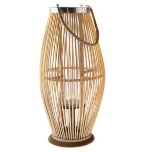 Bambusová lucerna se sklem Delgada hnědá, 25 x 49 x 24 cm
