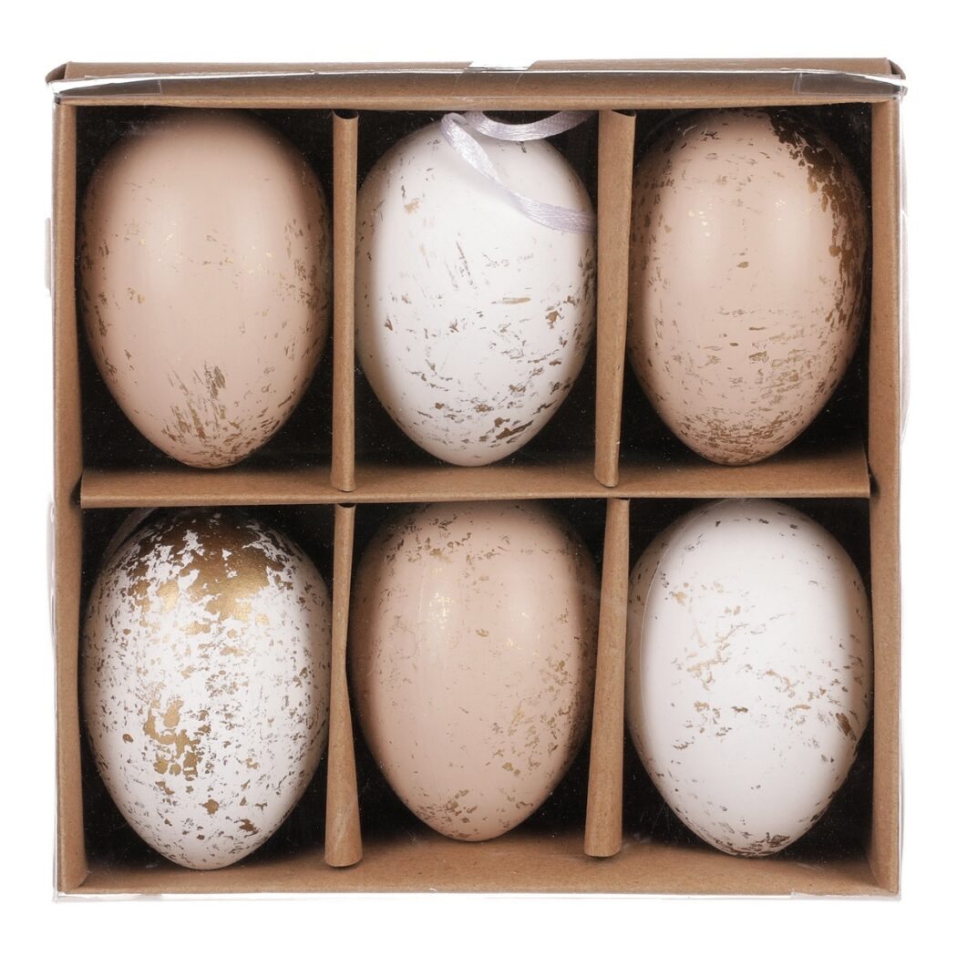 Sada umělých velikonočních vajíček zlatě zdobených