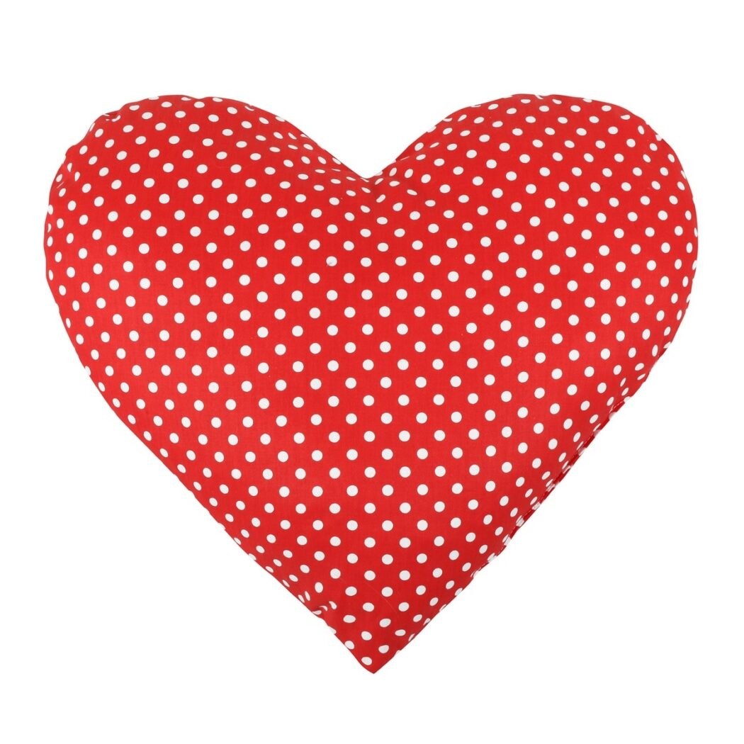 Bellatex Tvarovaný polštářek Srdce puntíky červená