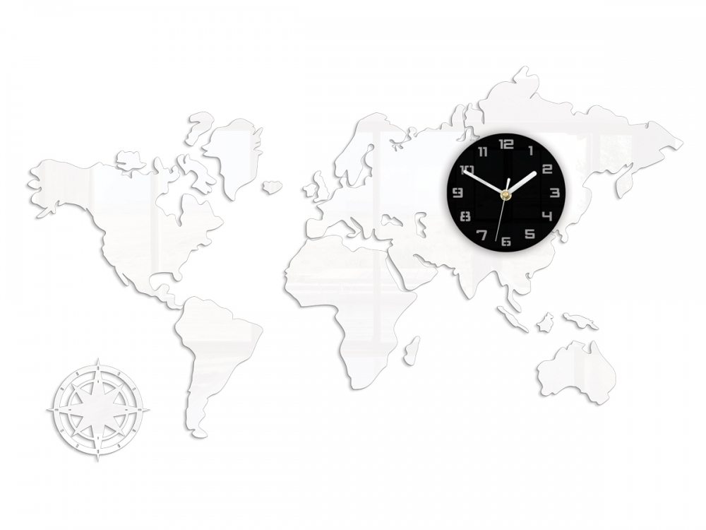 ModernClock 3D nalepovací hodiny Mapa světa bílé