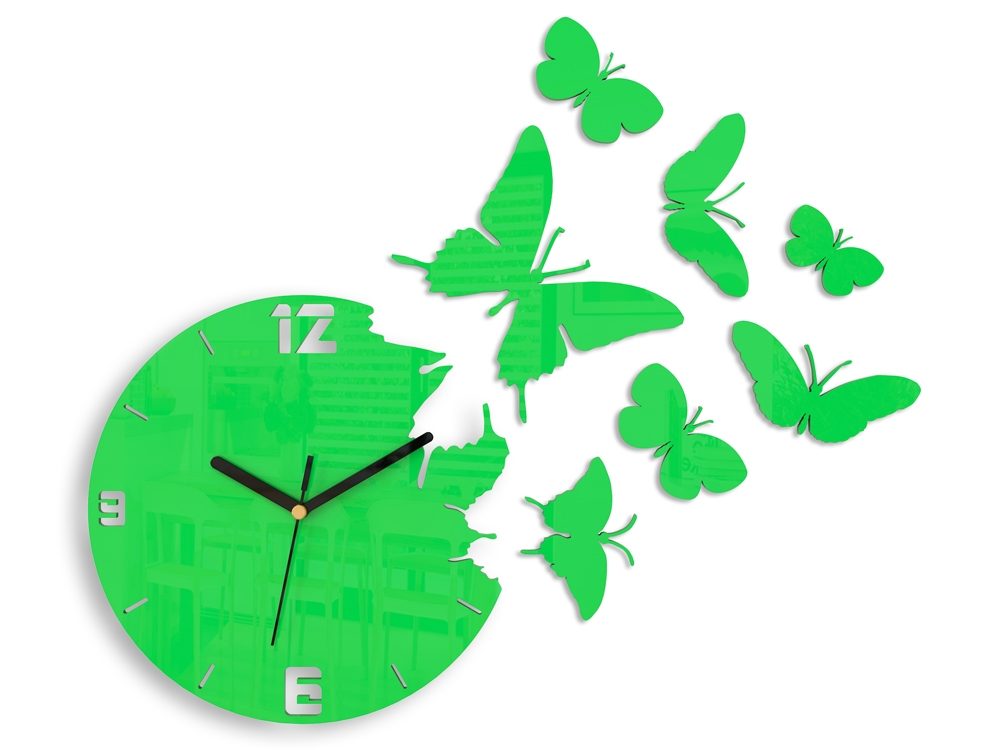 ModernClock 3D nalepovací hodiny Butterflies zelené