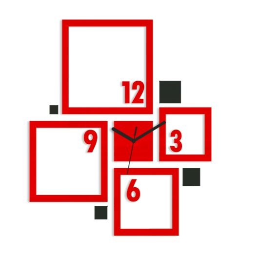 ModernClock 3D nalepovací hodiny Quadrat červeno-černé