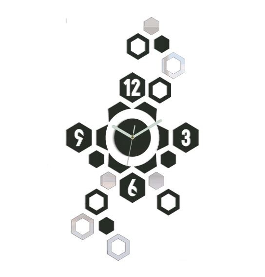 ModernClock 3D nalepovací hodiny Hexagon wenge