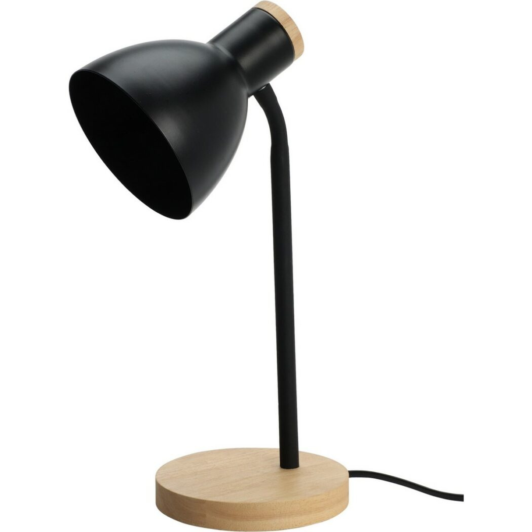 Kovová stolní lampa s dřevěným podstavcem Solano černá