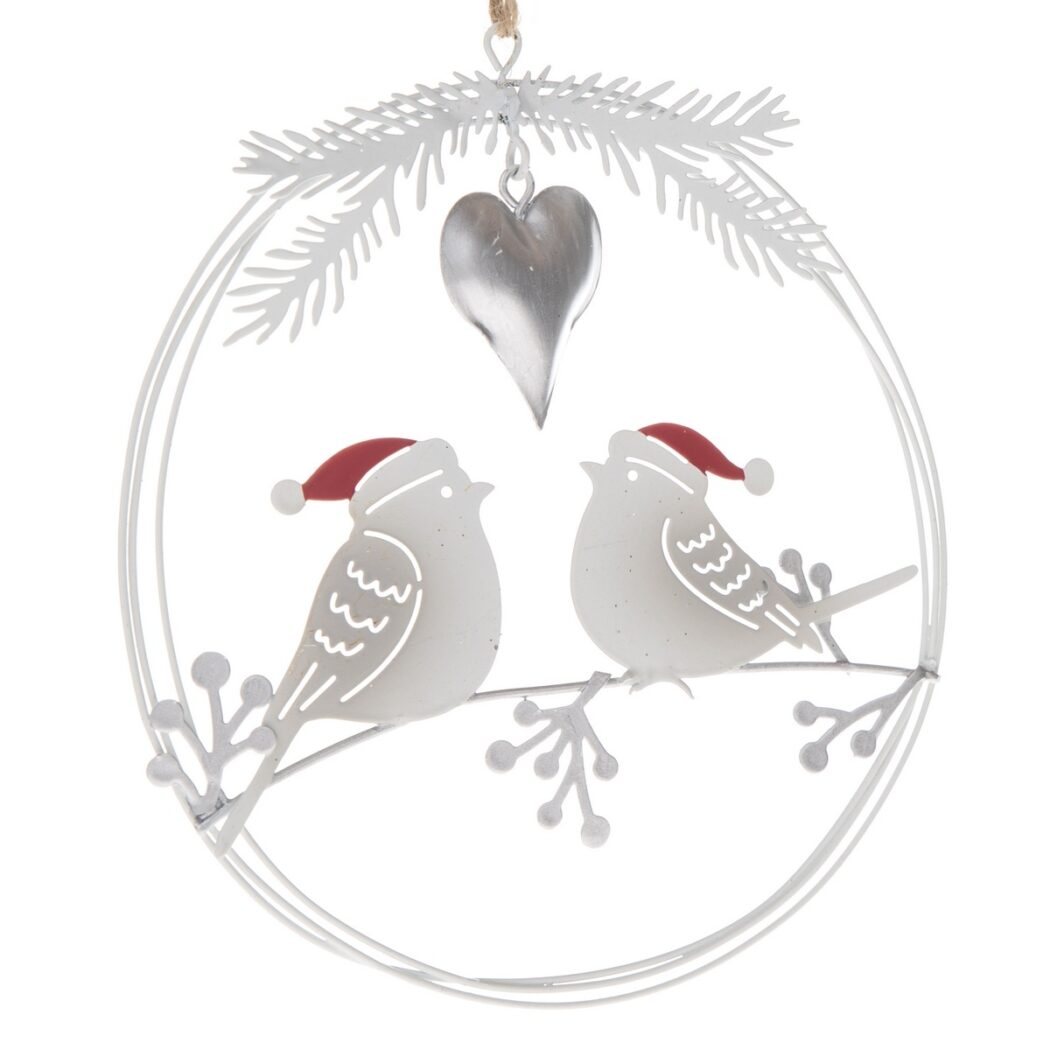 Vánoční závěsná kovová dekorace Ptáčci